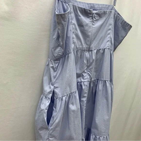 Gap tiered midi dress size 4 cotton blue Summer beach vacation fit and flare - Picture 8 of 14